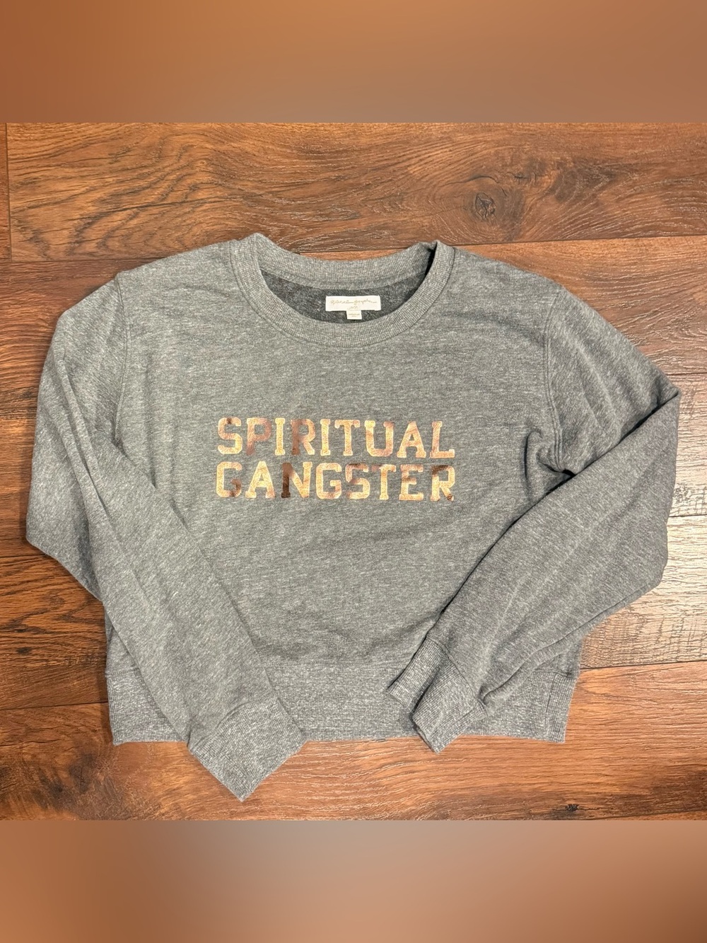 Spiritual Gangster Heather Gray Crewneck with Metallic Logo